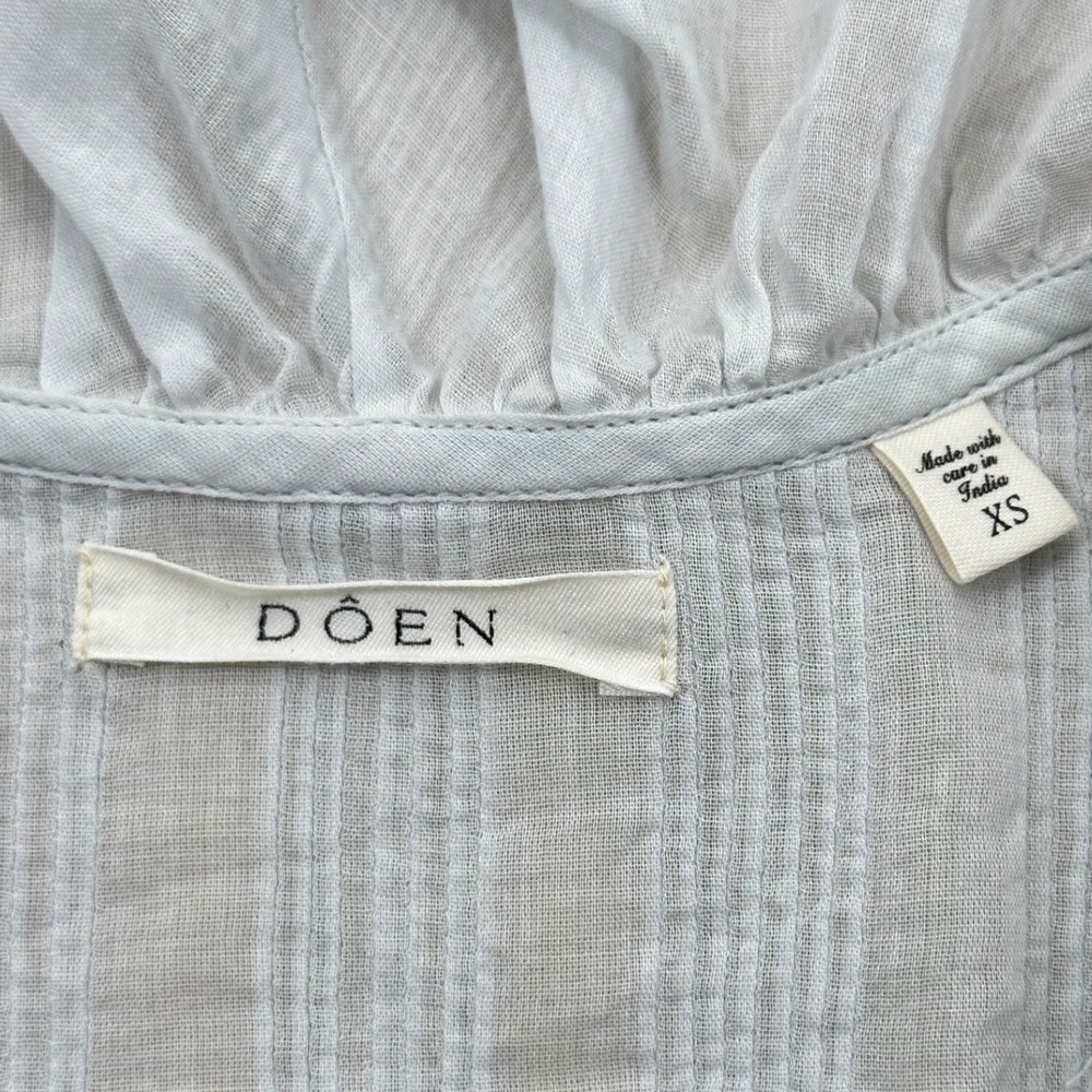 DOEN Henri Top Alice Blue Ruffle Pintuck Women's XS Edwardian Cottagecore - Picture 8 of 16